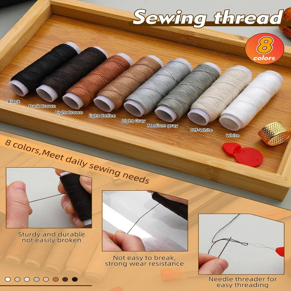 KRABALL Leather Sewing Tools Kit With Hand Sewing Needles And Waxed Thread