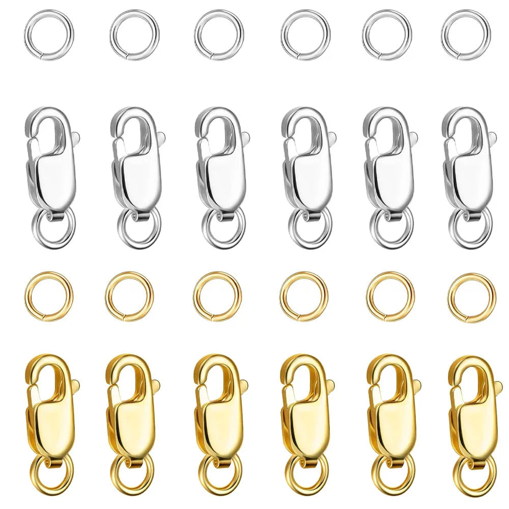 Stainless Steel Lobster Clasp with Closed Jump Rings