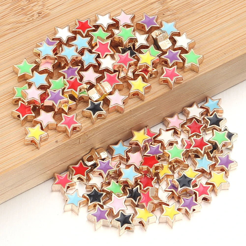 10pcs/Lot 8mm Alloy Double Sided Love Heart Enamel Beads for Jewelry Making Charms Loose Spacer Beads DIY Bracelet Necklace