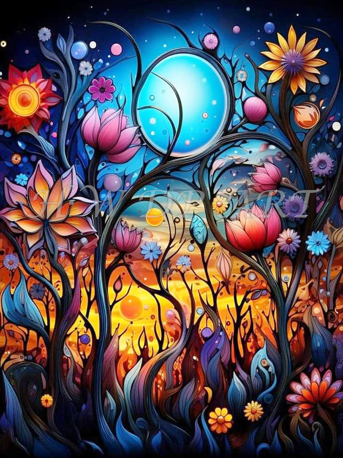 Moon 100% AB Diamond Painting AB Crystal Landscape Diamond Embroidery Cross Stitch.