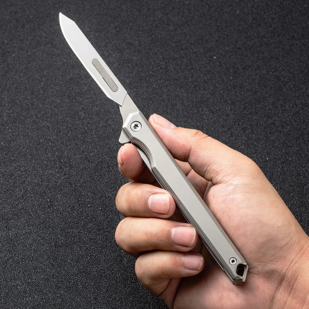 Titanium Folding Pocket Utility Knife with 3 replacement blades
