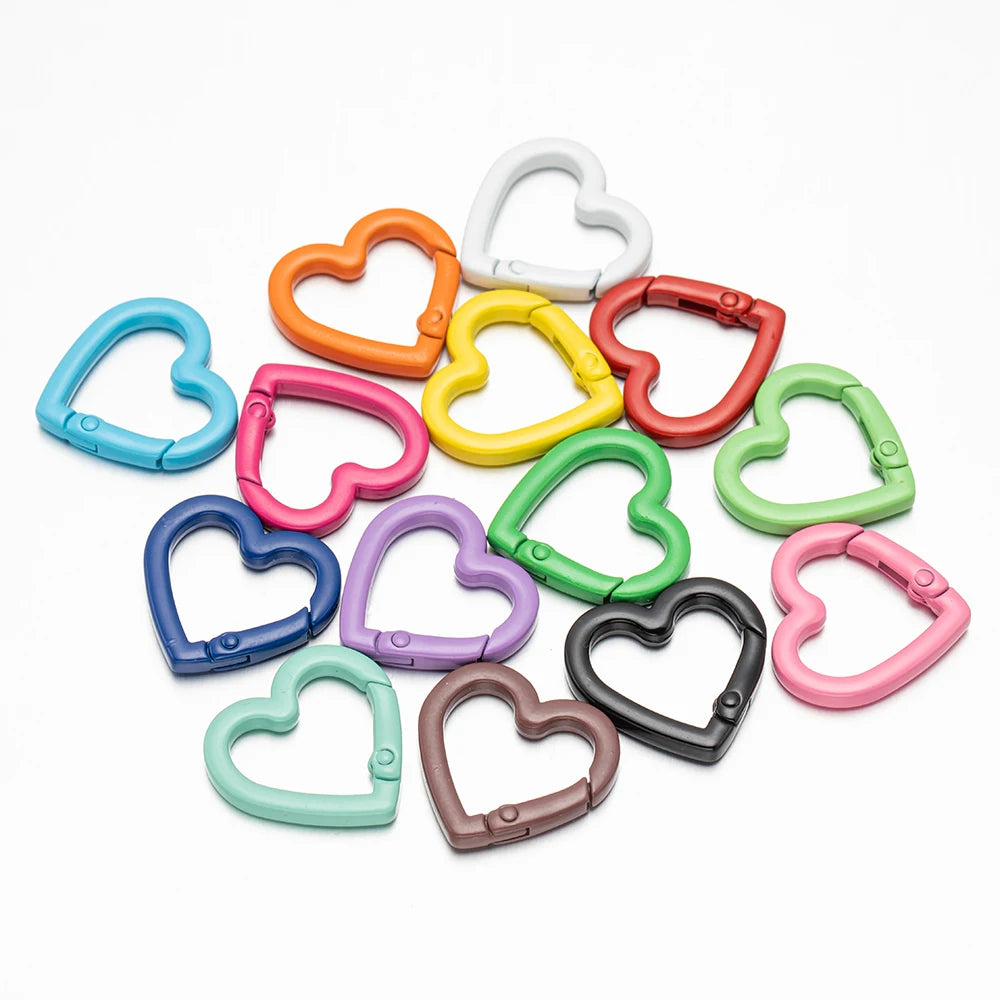 5pc 21/25mm Heart Key Ring Snap Clip Trigger Spring Buckle for DIY Jewelry Carabiner Keychain Chain Hook Make Accessory Material