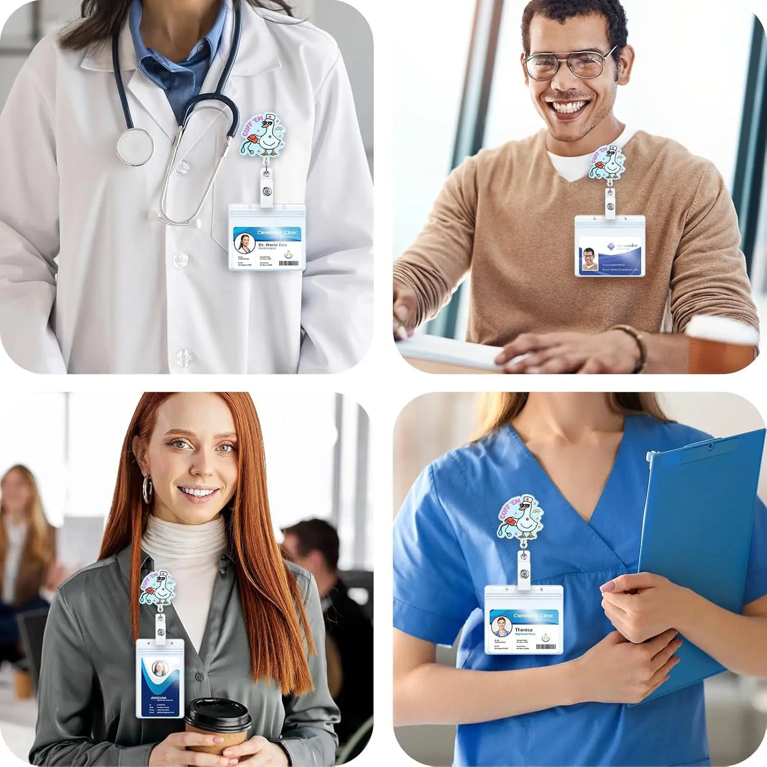 Funny Goose Nurse Badge Reel, Funny Goose Nurse Badge Reel with Retractable Clip for Healthcare Professionals