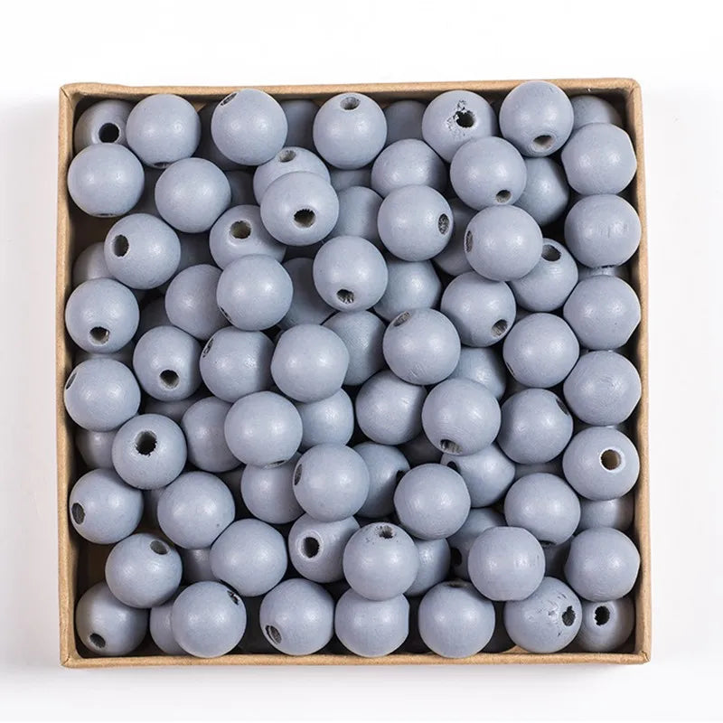 Wooden Beads Multi Colors Round Shaped DIY Craft Bracelet Necklaces Jewelry Accessories