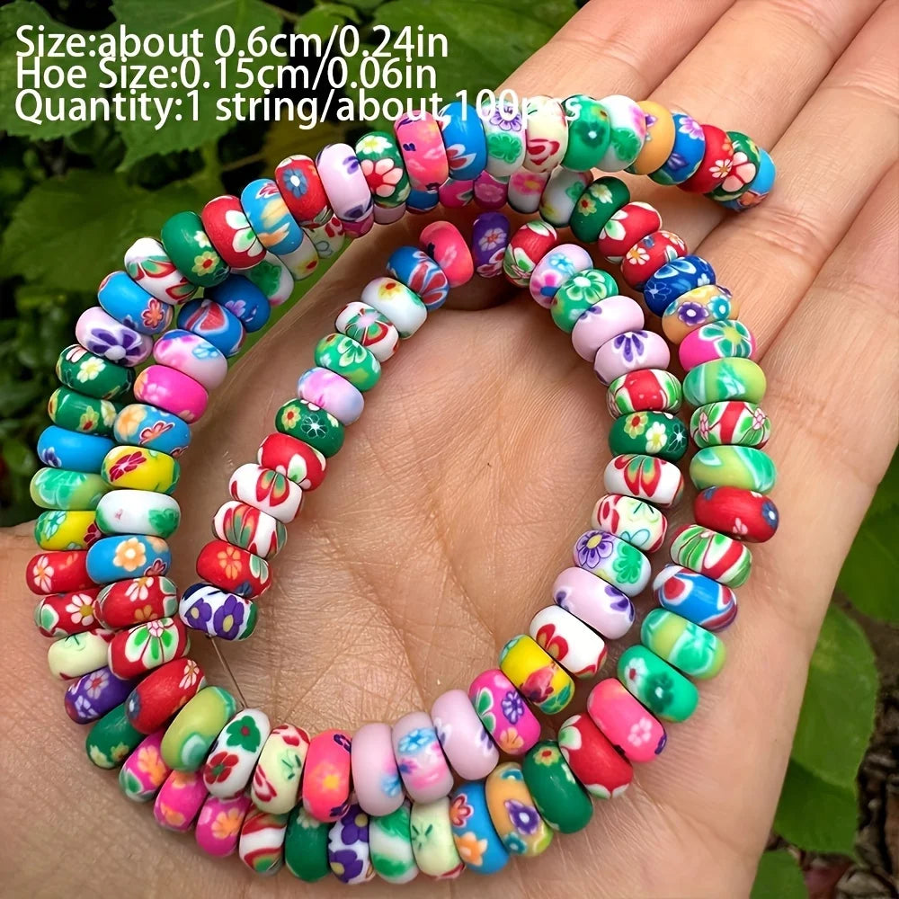 100pcs Colored Clay Beads, Accessories for Necklace Bracelet, Keychain Jewelry Making