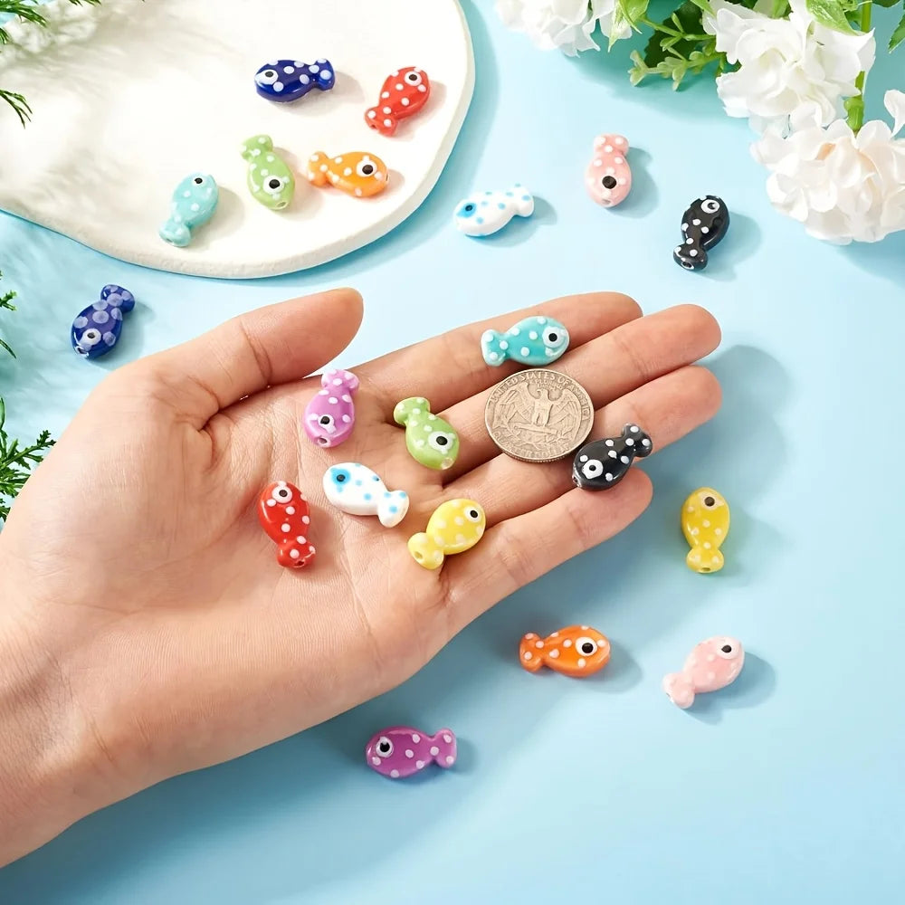 38pcs Fish-shaped Ceramic Beads Handcrafted DIY Jewelry Making Accessories