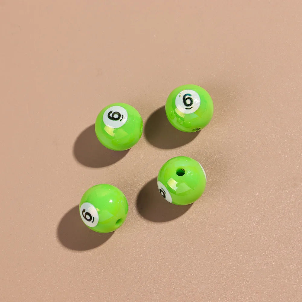 20pcs Iridescent Acrylic 16mm Round Digital Billiards Loose Bead for DIY Bracelet Necklace Keychain Jewelry Making Accessories