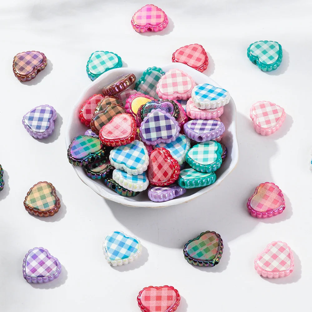 10pcs Love Heart Spacer Loose Beads Charms for DIY Bracelet Necklace Earring Jewelry Accessories