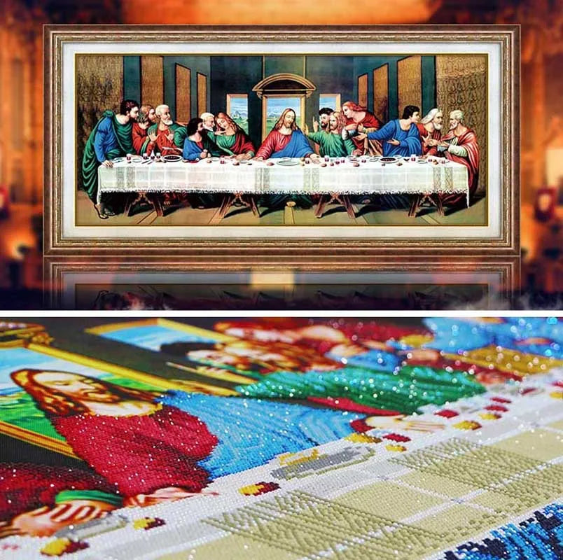 special shaped AB diamond last supper cross stitch embroidery kits 5d 3d wall sticker Jesus religious icon decoration
