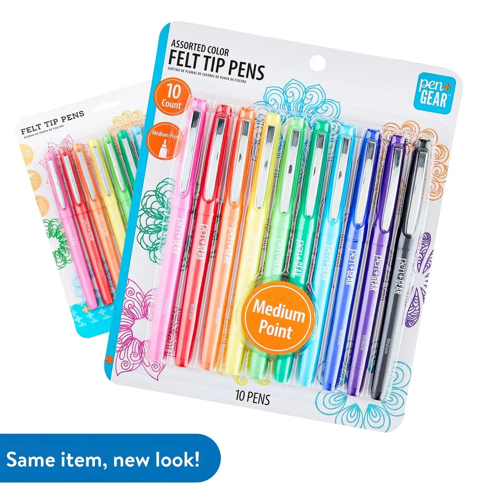 Assorted Felt Tip Markers , Quick Dry Smudge Proof No Bleed
