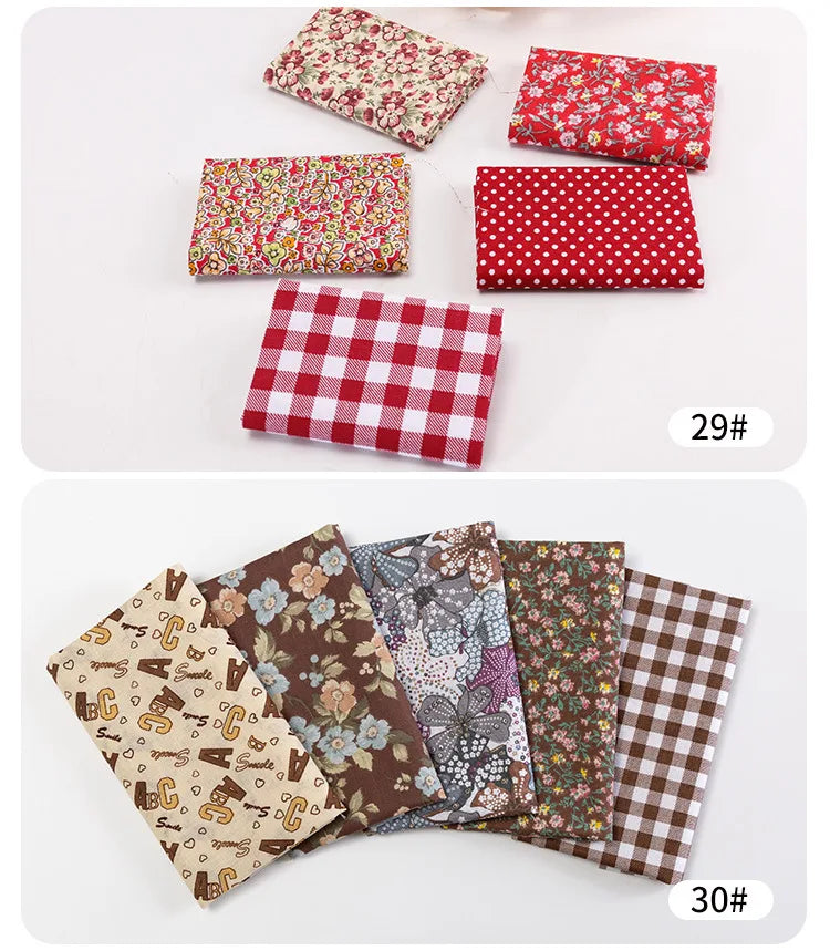 5Pcs/Set 25cmX25cm  Quilting Cloth Patchwork Needlework Handmade DIY Material