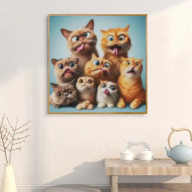 5D DIY Diamond Embroidery Complete Kit Jewelry Cross Stitch Christmas Gifts Funny Cat Full Square Diamond Painting Rhinestone Mosaic Animal Needlework