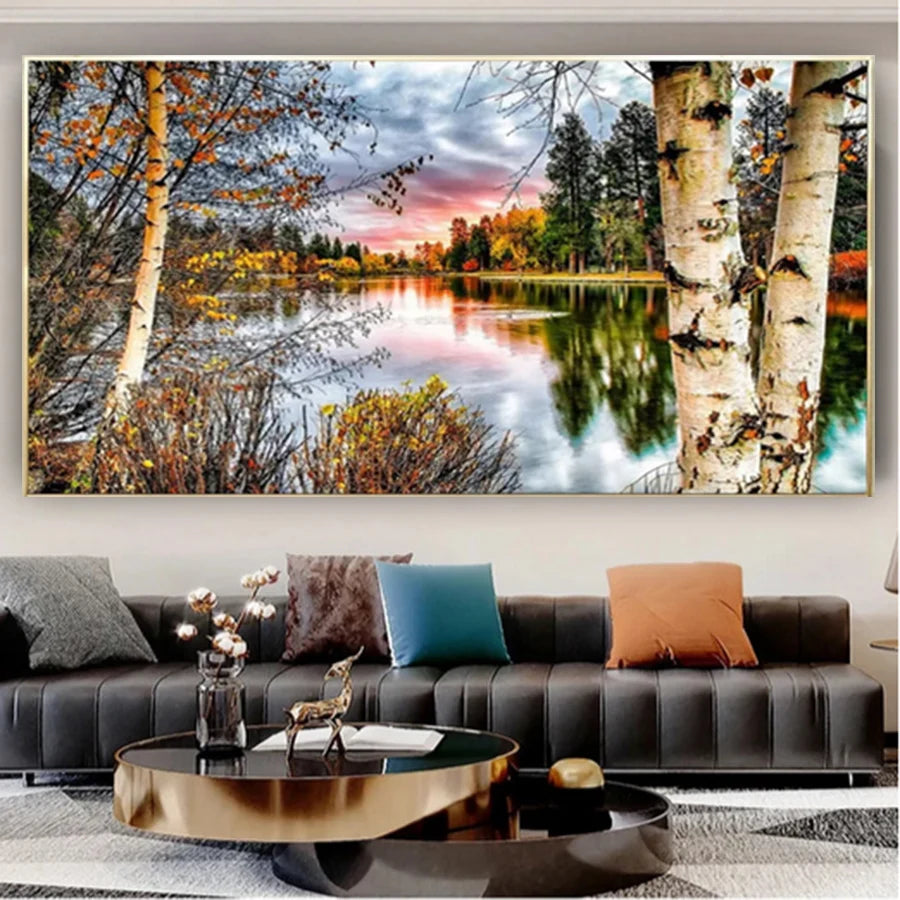 Natural Scenery Lakes Autumn Trees 5D DIY Diamond Painting