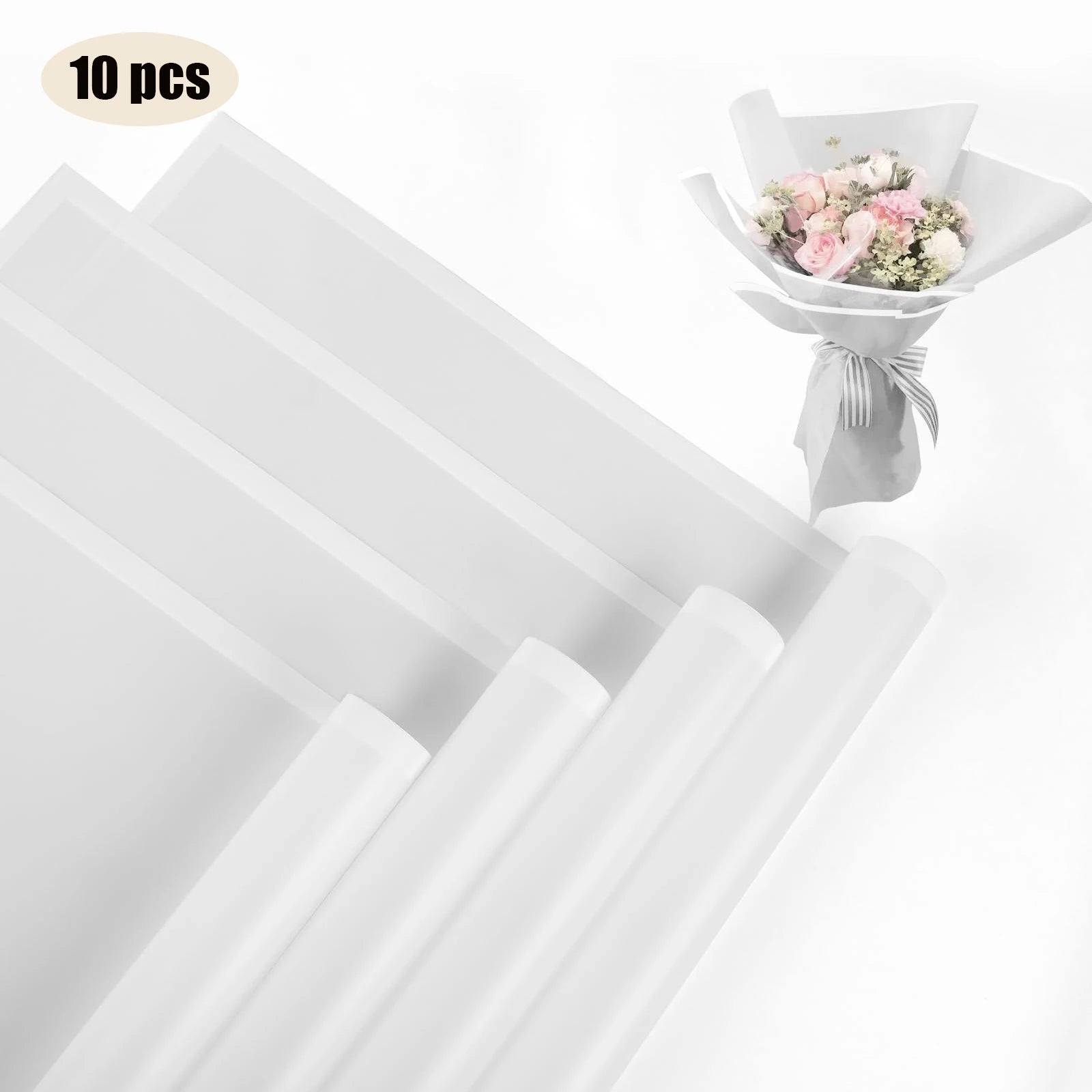 10 Sheets Flower Wrapping Paper with Golden Edges, Waterproof.