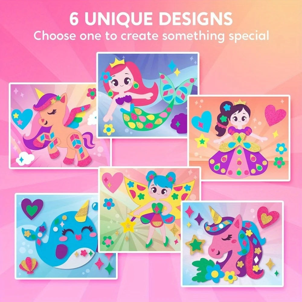 Kids Foam Art Kit Foam Stickers with 6 Art Board and 800+ Stickers DIY Arts Crafts
