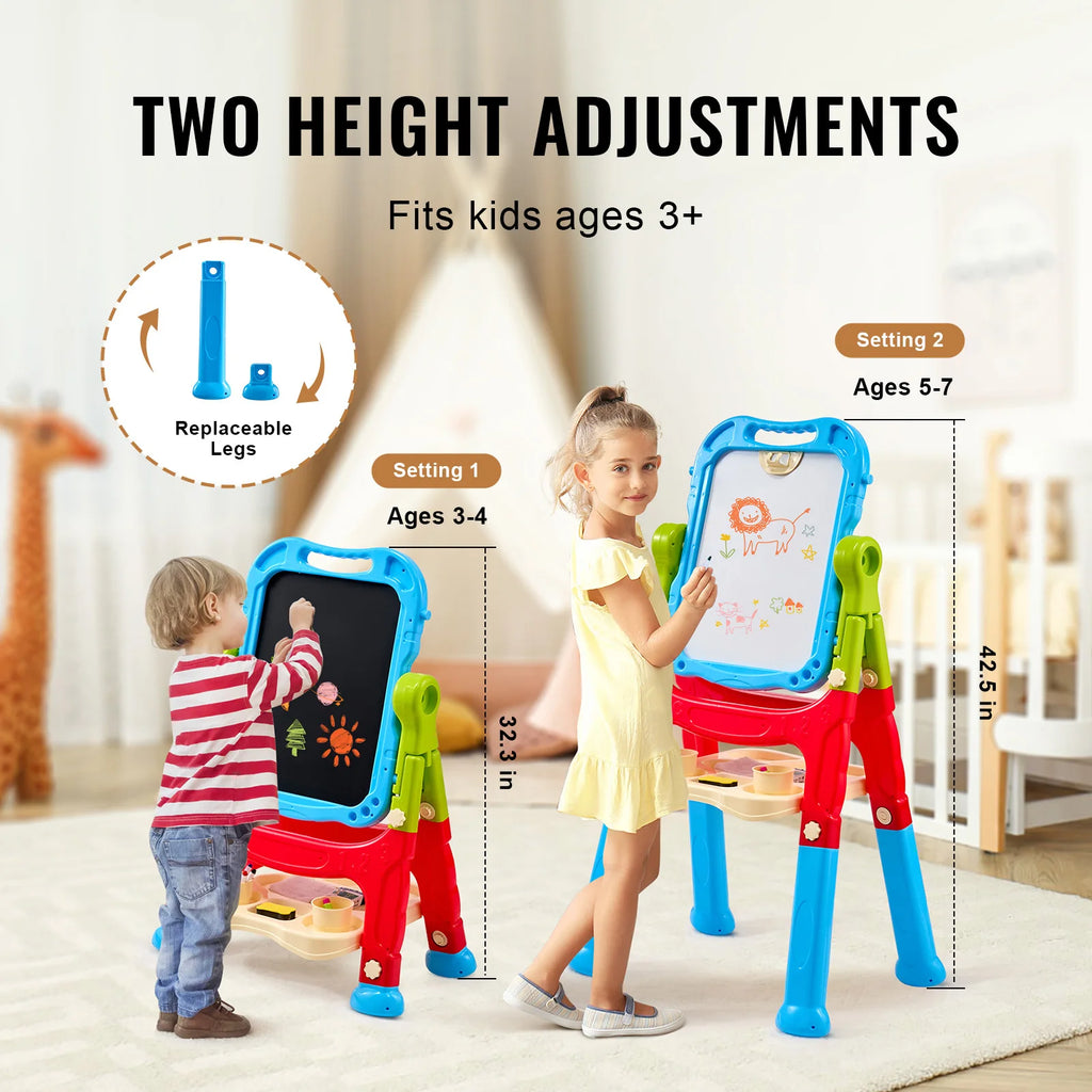 Children Magnetic Drawing Board with Chalkboard Art Easel
