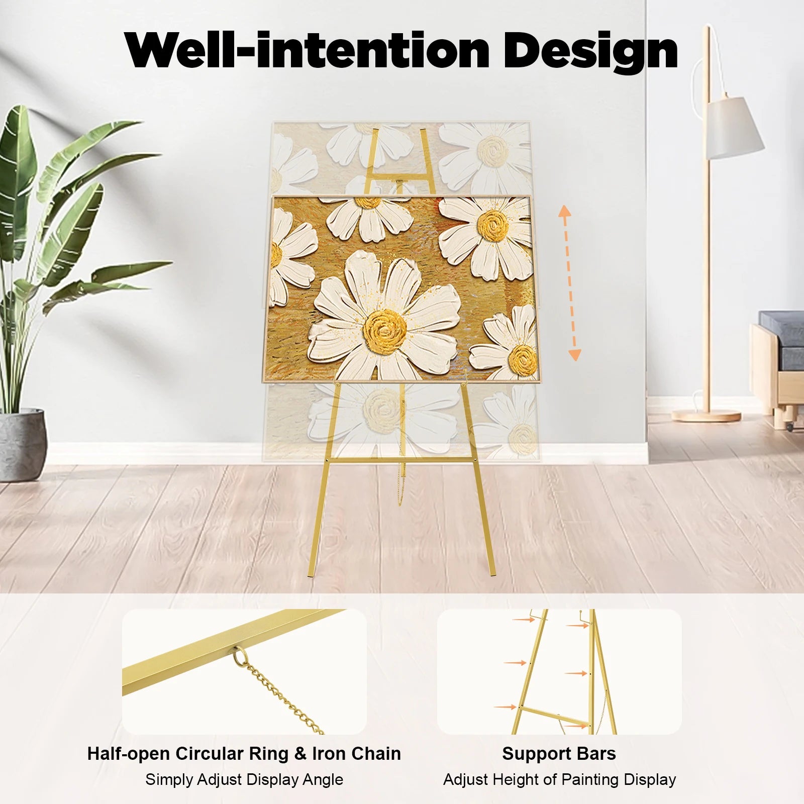 Large Wood Tripod Artist Easel Floor Stand, Portable Display