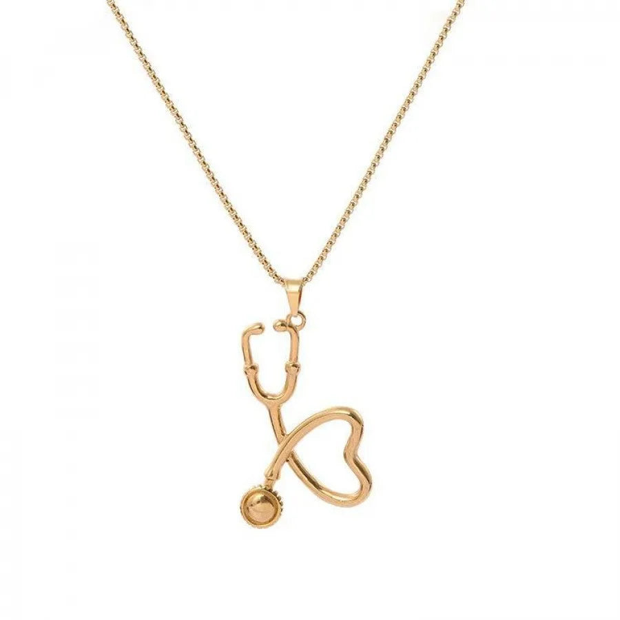 Hot Selling  Titanium Steel Necklace Creative Nurse Stethoscope Titanium Steel Necklace