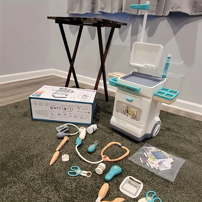 Pretend Medical Station Toy Set With Play Stethoscope And Medical Equipment - Doctor Role Play Gift,
