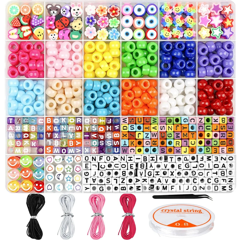 Handmade Jewelry Set Polymer Clay Beads Set Rainbow Color