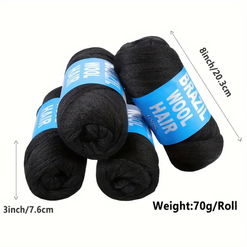 12pc Brazilian Wool Hair Synthetic Crochet Hair Extensions