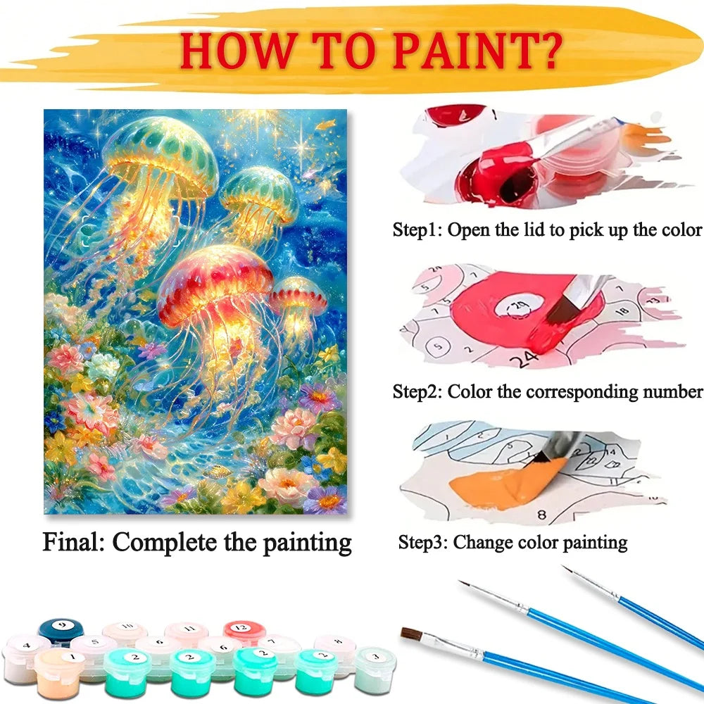 Fantasy Jellyfish Diy Art Paint By Numbers For Adult Sea Animals