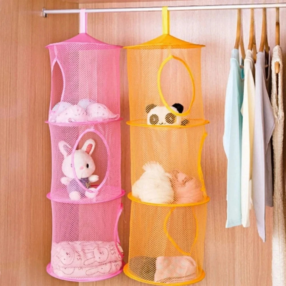 Net Hanging Multi-layer Storage Hanging Cage Cylindrica, Kid Toy , crafts Basket