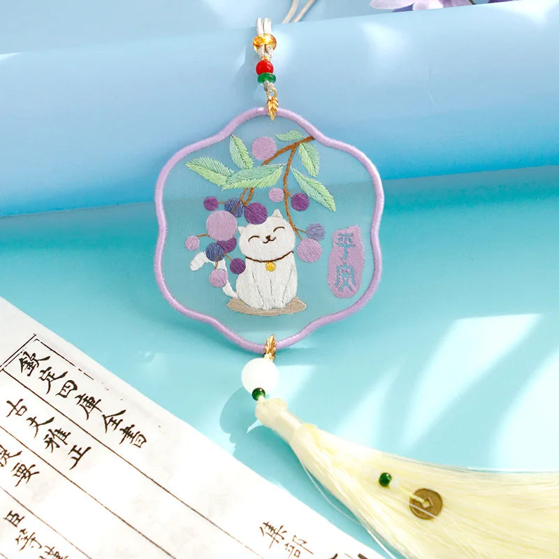 Car Pendant Needlepoint for Beginner Handmade, DIY Needlework Easy Embroidery Kit Sewing