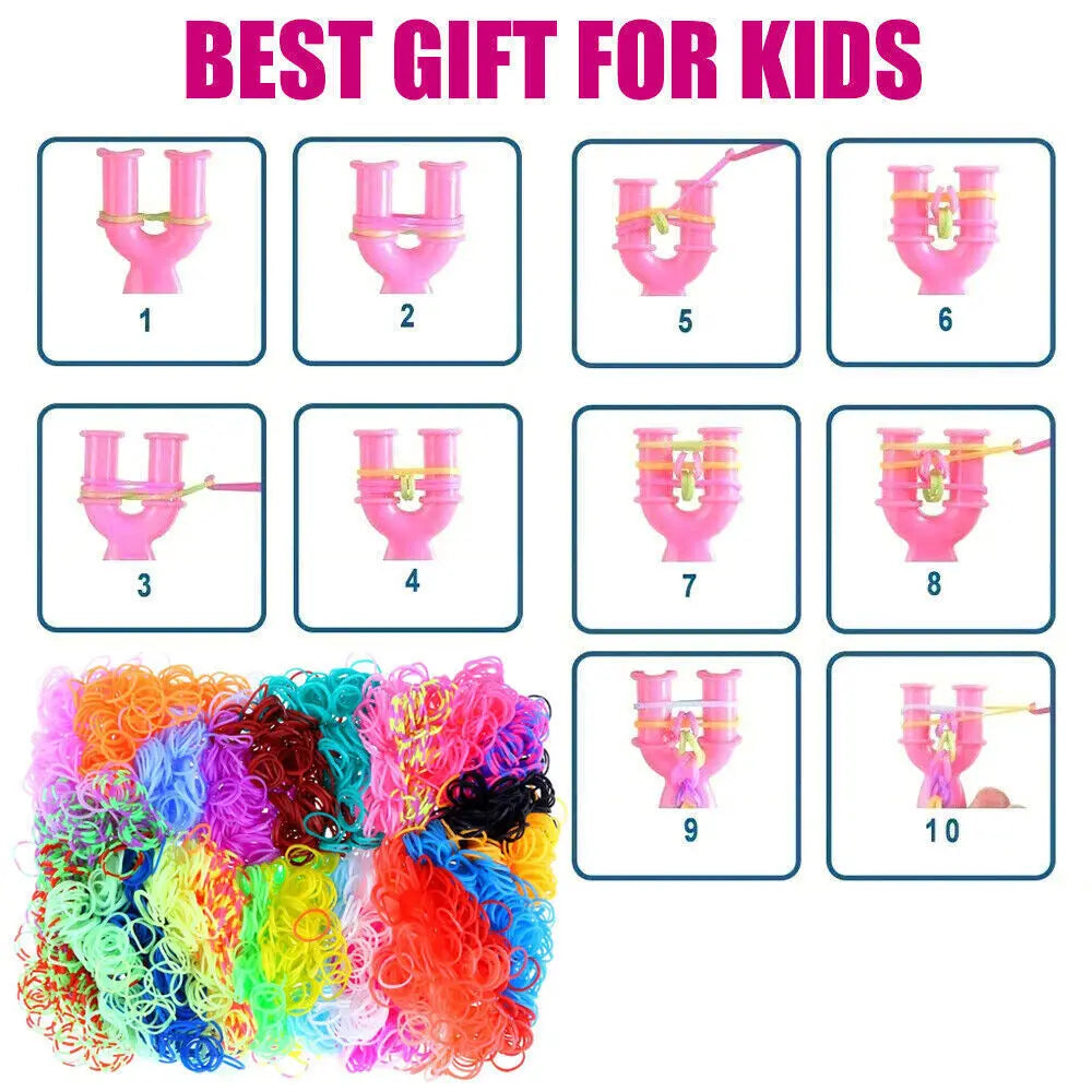 15000/4500Pcs Kit Box+ Rubber Loom Bands Children Mult-color Make Woven Bracelet Rainbow Rubber Bands for Bracelets