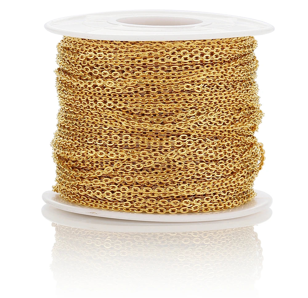 10 Meters Stainless Steel Chain,Gold&Steel Color Link for DIY Jewelry Making