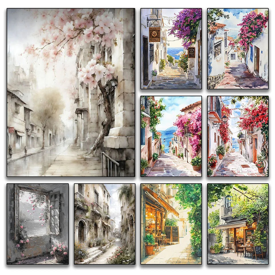 DIY diamond painting diamond mosaic art small town Scenery embroidery 5D full square round diamond cross stitch kit home decor