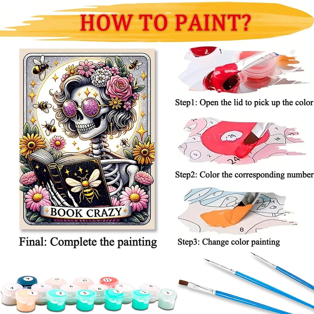 Skull Tarot Diy Art Paint By Numbers Book Crazy Girl