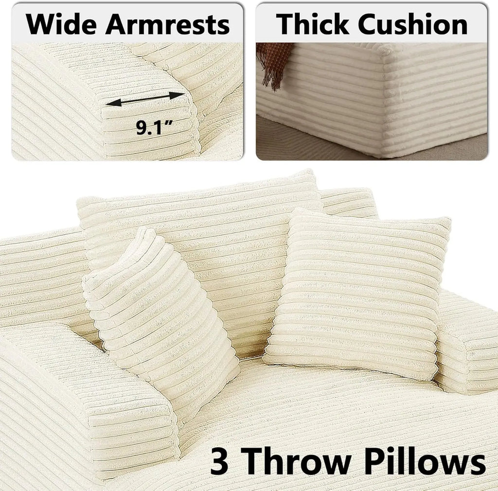 Oversized Chaise Lounge Chair with 3 Comfy Pillows for Living Room Bedroom