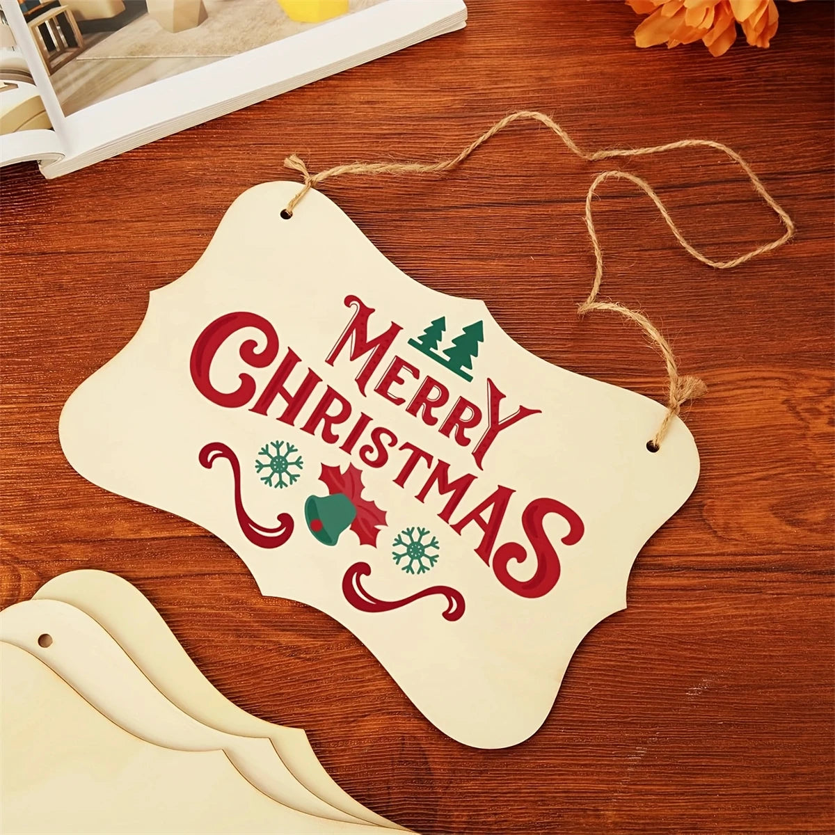 12PCS Unfinished Rectangle Hanging Signs Wood Slices