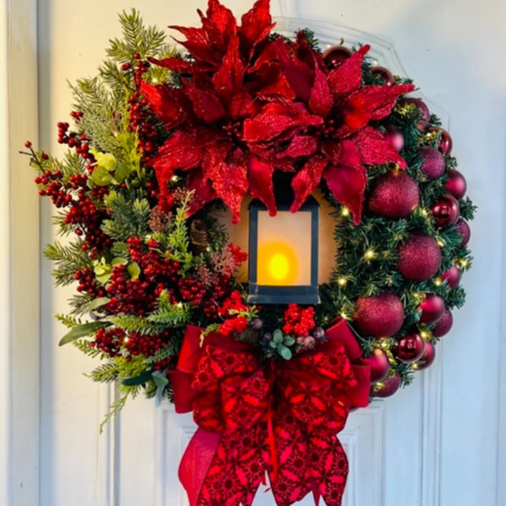 40cm Sacred Christmas Wreath with Lights Hanging Ornaments