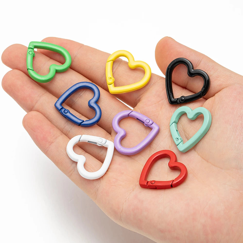 5pc 21/25mm Heart Key Ring Snap Clip Trigger Spring Buckle for DIY Jewelry Carabiner Keychain Chain Hook Make Accessory Material
