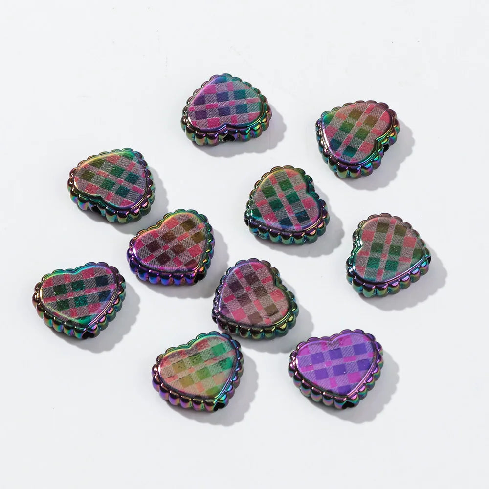 10pcs Love Heart Spacer Loose Beads Charms for DIY Bracelet Necklace Earring Jewelry Accessories