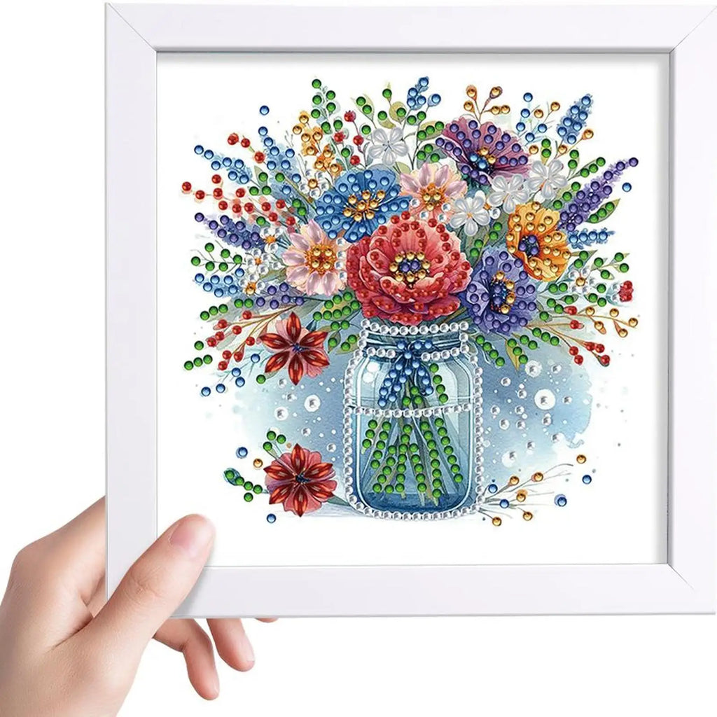 18x18cm Flower 5D DIY Special Shape Crystal Partial Diamond Painting Kit with Frame