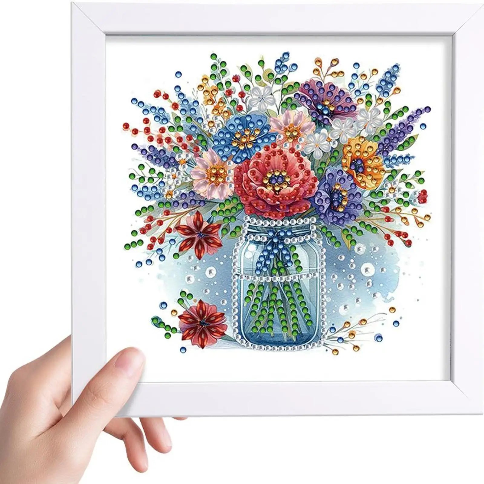 18x18cm Flower 5D DIY Special Shape Crystal Partial Diamond Painting Kit with Frame