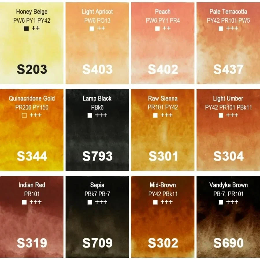 Skin Tone Watercolor Paint Set with 12, in Half Pans Palette