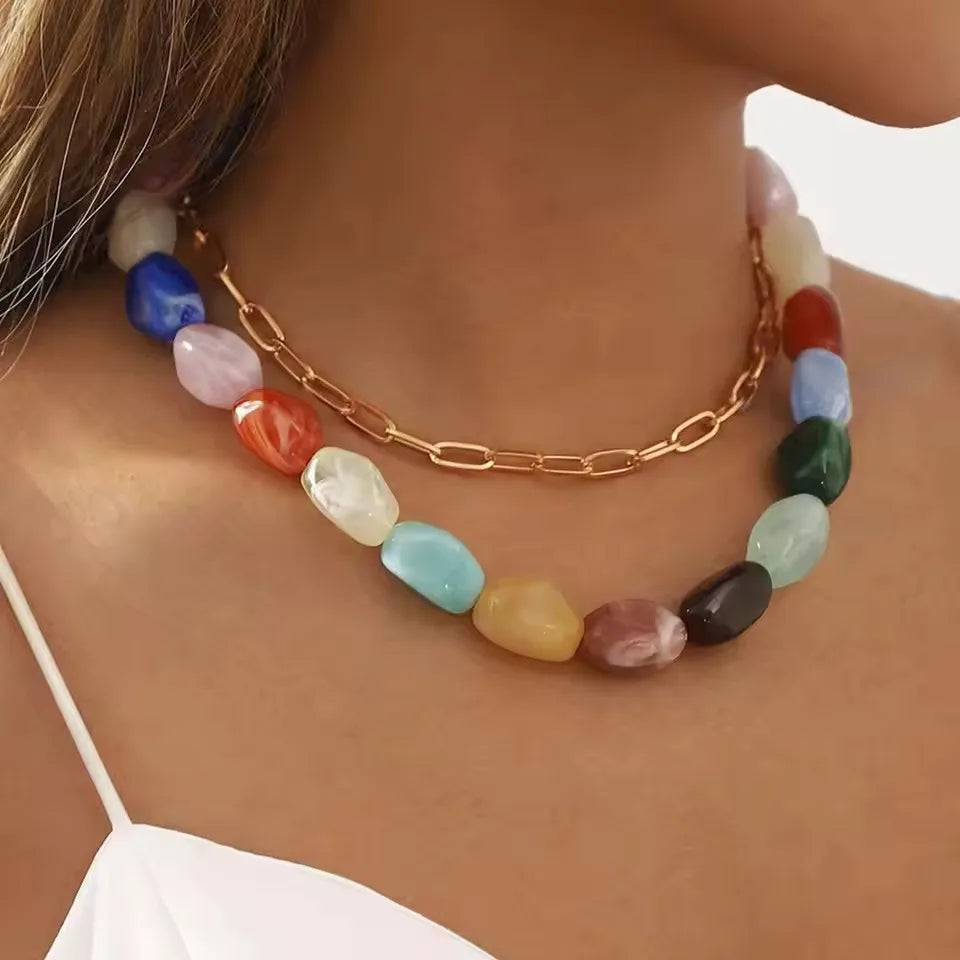 20pcs Dual Color  Stone Shape Loose Spacer Beads for DIY Jewelry