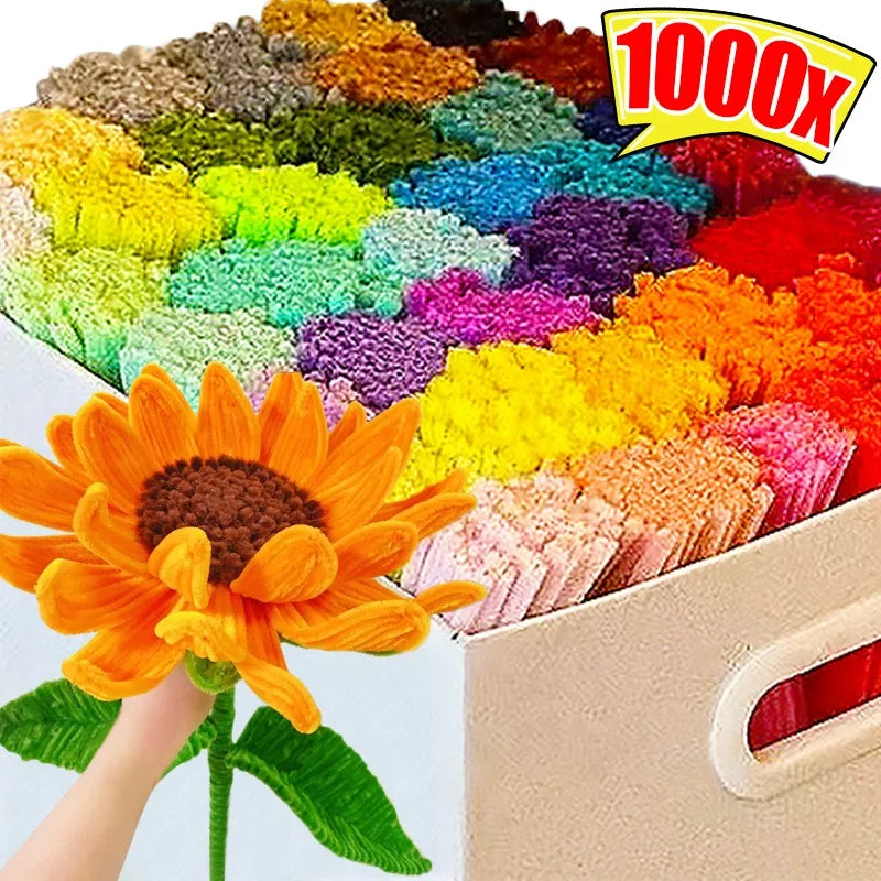 1000/10pcs Colorful Twisting fluffy Pipe Cleaners Stems