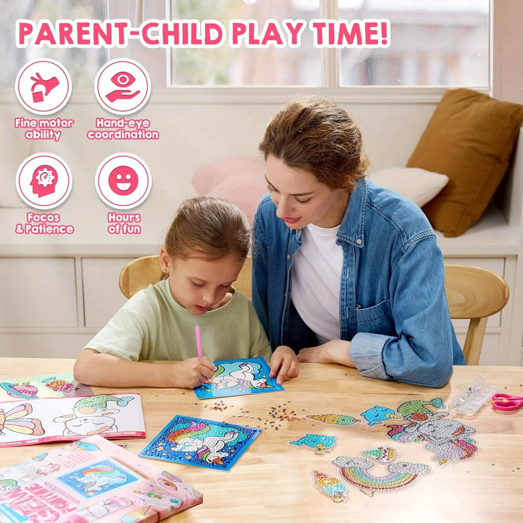 16 Projects Gem Painting Kits Diamond Gem  with 5D Gem for Girls Ages 6-12