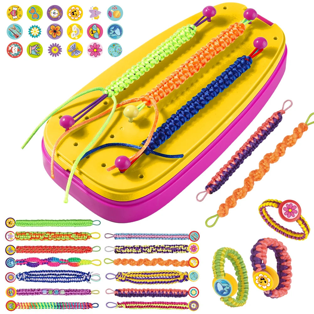 Girl's Bracelet Crafting Kit, Rainbow Rubber Band Loom Set, DIY Birthday Gift