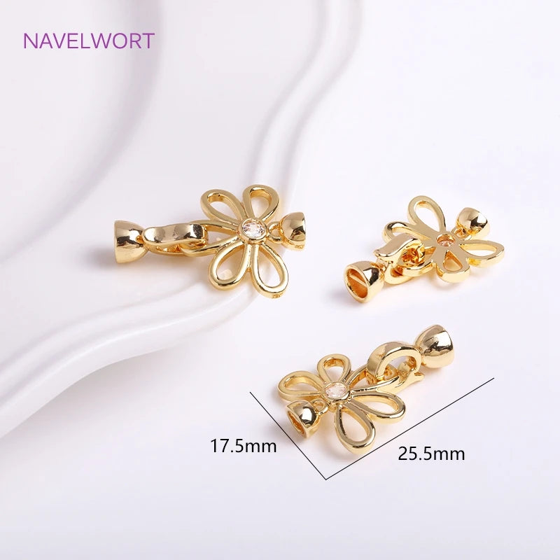 DIY Jewelry Accessories Inlaid Zircon Pearl Clasps Connectors 18K Gold Plated Pearl Clasps Fastener For Necklace Making Findings