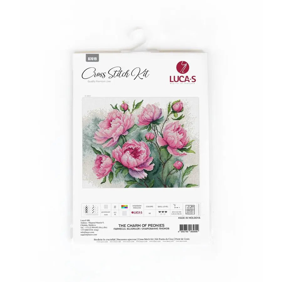 Cross Stitch Kit The Charm of Peonies, Counted  for Adults, Embroidery Kit,
