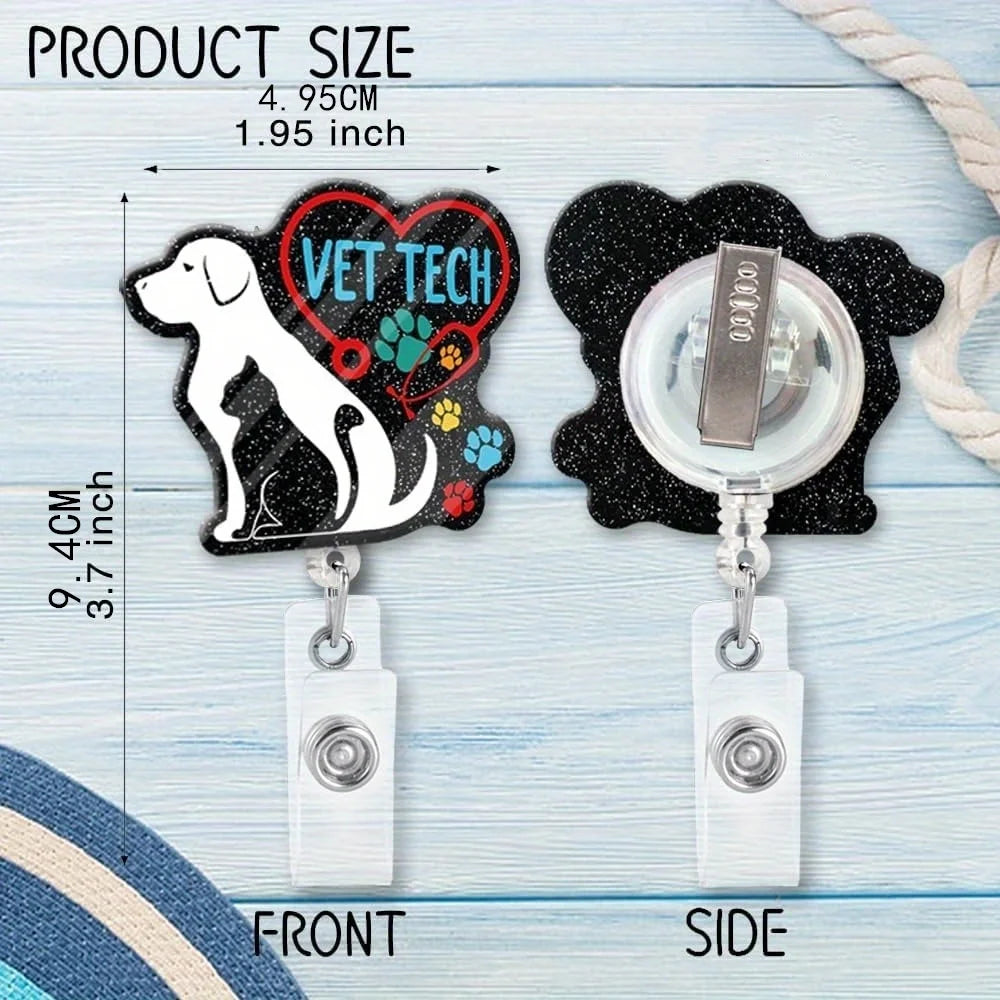 Flashing vet tech badge clip with shark design. Perfect for veterinary students and professionals.