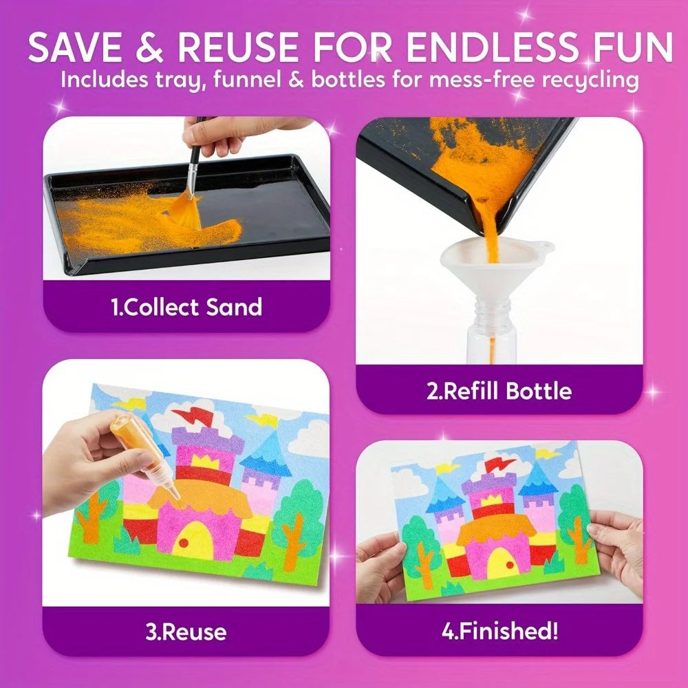 Kid Glow Sand Art Kits Glow in The Dark Sand Painting with 14 Colors