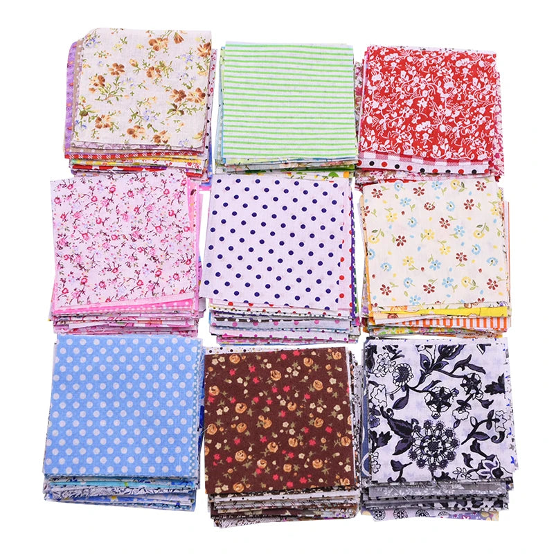 50Pcs 10x10cm Mixed Style Square Patchwork Cotton Fabric Cloth