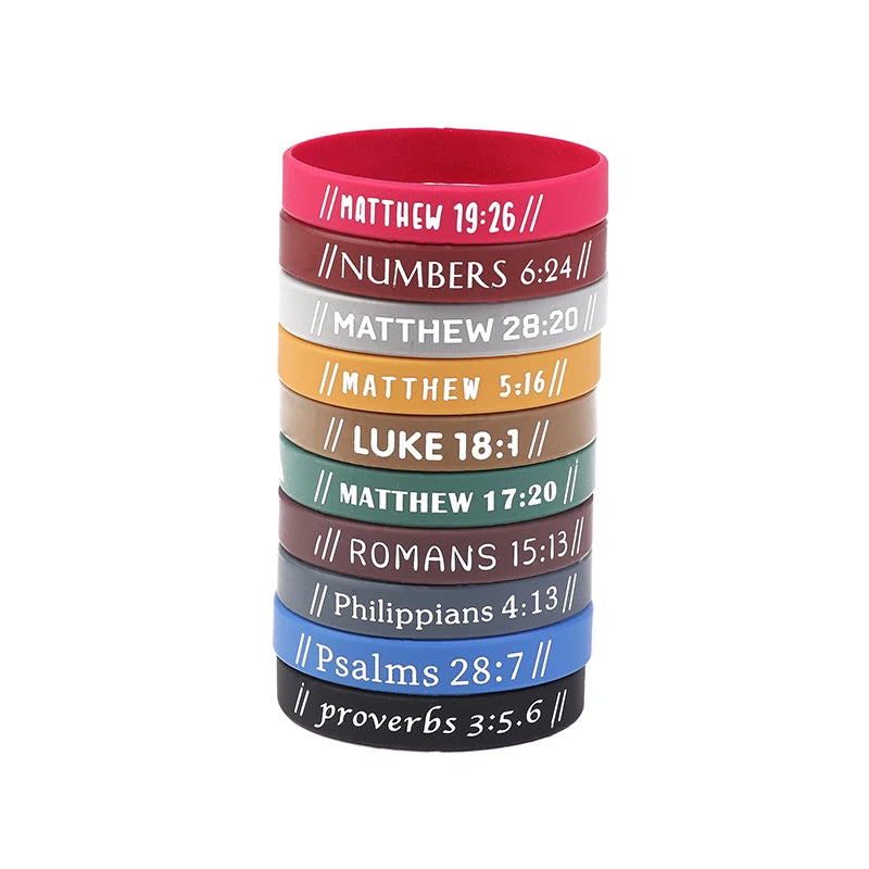 40pcs Inspirational Bible Verse Silicone Bracelets Faith-Based Wristbands